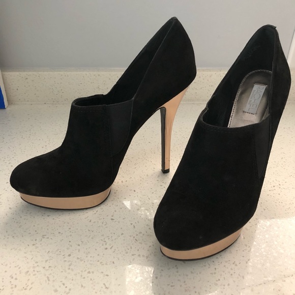 Rachel Roy suede black platform booties rose gold - Picture 3 of 8